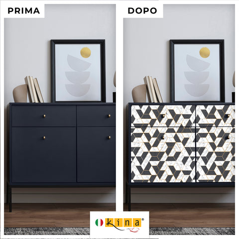 Pellicola adesiva Marmo bianco e nero -  Prima e Dopo