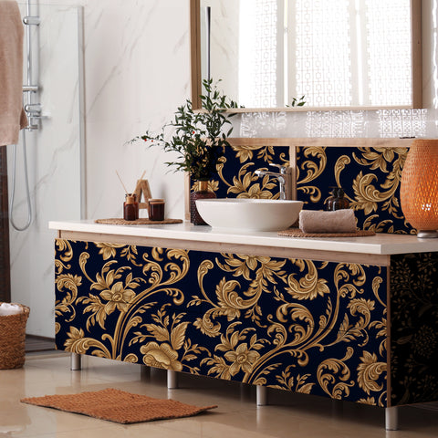 Pellicola adesiva per mobili Damask Ochre Bagno