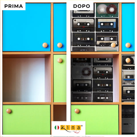 Pellicola adesiva Musicassette -Prima e Dopo