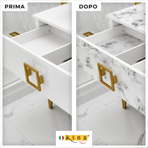 Pellicola adesiva Marmo bianco - Prima e Dopo