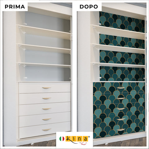 Pellicola adesiva Decò in verde - Prima e Dopo
