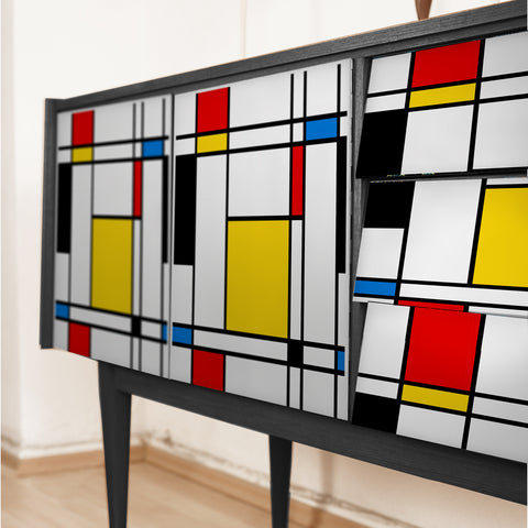 Pellicola adesiva per mobili Mondrian madia