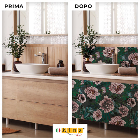 Pellicola adesiva Composizione di peonie - Prima e Dopo