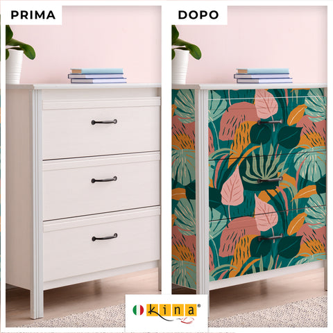Pellicola adesiva Tropical graphic - Prima e Dopo