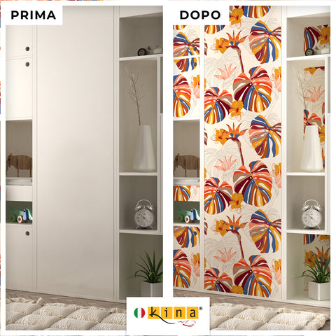 Pellicola adesiva Floral Tropical - Prima e Dopo