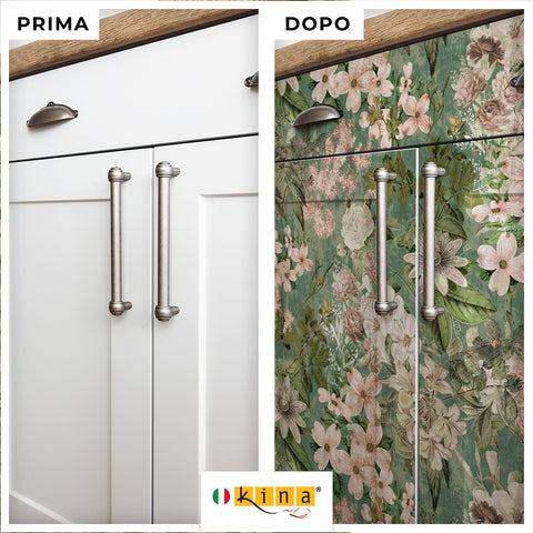 Pellicola adesiva Retro Floral Spring - Prima e Dopo
