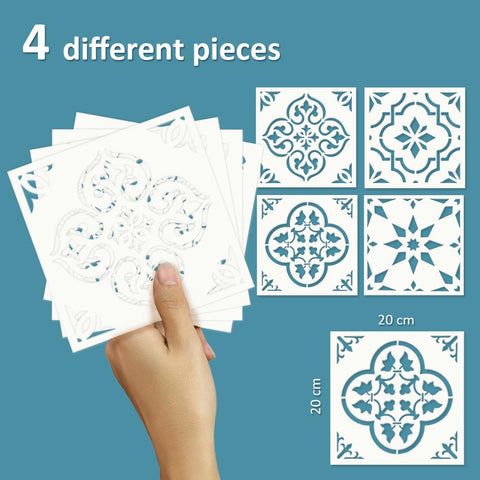 Kit decorativo piastrelle - Stencil per Pittura e Decorazione, 4 pezzi