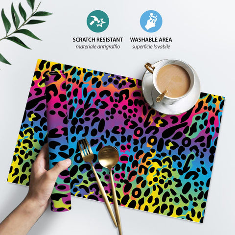 Tovaglietta Americana Colored Leopard Skin Caffè 2