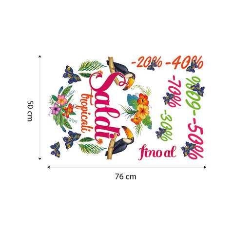 Saldi ghirlanda tropicale | Vetrofania