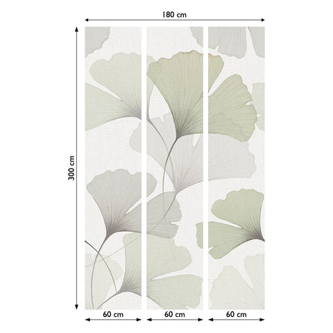 Carta Da Parati "Ginko Essential" in TNT LISCIA - 3 fogli 60x300cm, Modulare ogni 180 cm