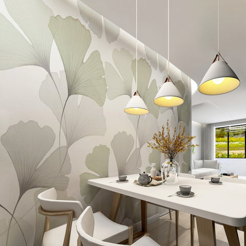 Carta Da Parati "Ginko Essential" in TNT LISCIA - 3 fogli 60x300cm, Modulare ogni 180 cm