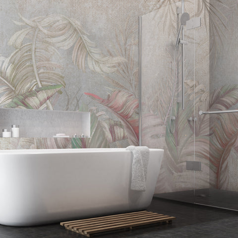 Carta da parati Tropic pastel - bagno, box doccia