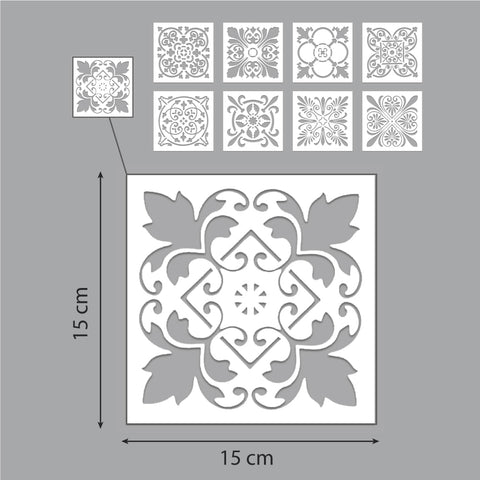 Kit decorativo piastrelle - Stencil per Pittura e Decorazione, 9 pezzi
