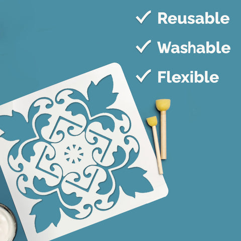 Kit decorativo piastrelle - Stencil per Pittura e Decorazione, 9 pezzi