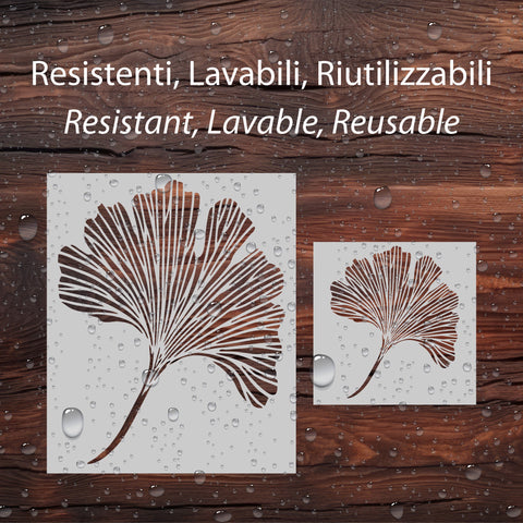 Kit Ginko biloba - Stencil per Pittura e Decorazione, 2 pezzi
