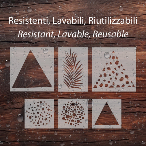 Kit Giochi geometrici - Stencil per Pittura e Decorazione, 6 pezzi