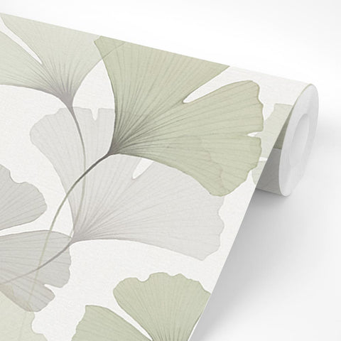 Carta Da Parati "Ginko Essential" in TNT LISCIA - 3 fogli 60x300cm, Modulare ogni 180 cm
