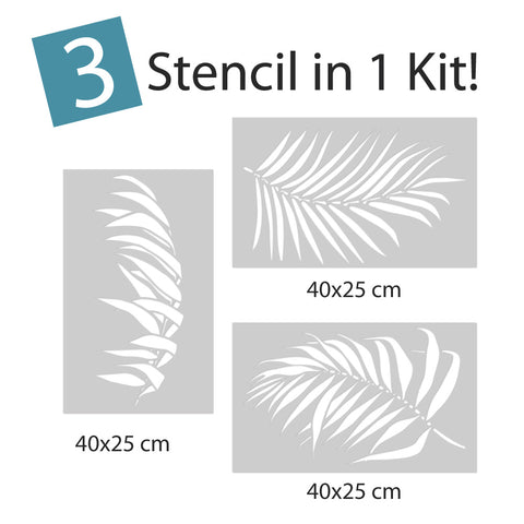Kit Foglie tropicali - Stencil per Pittura e Decorazione, 3 pezzi