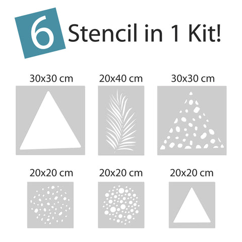 Kit Giochi geometrici - Stencil per Pittura e Decorazione, 6 pezzi