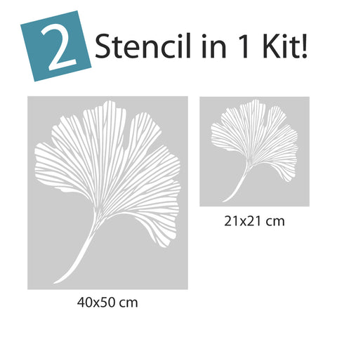 Kit Ginko biloba - Stencil per Pittura e Decorazione, 2 pezzi