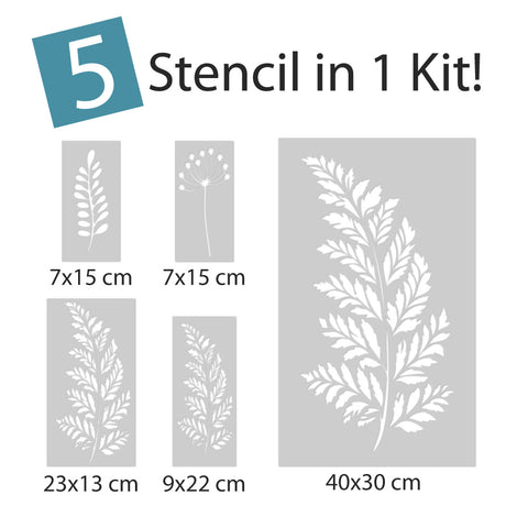 Kit Bosco - Stencil per Pittura e Decorazione, 5 pezzi