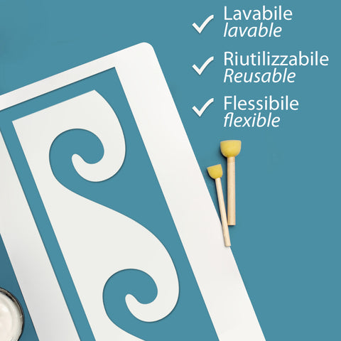 Boiserie Onde - Stencil per Pittura e Decorazione