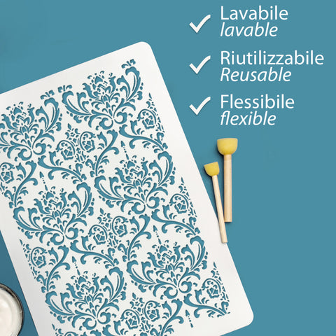 Damascato lussuoso - Stencil per Pittura e Decorazione