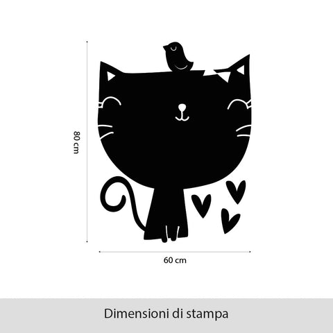 Gatto e uccellino | Lavagna Adesiva