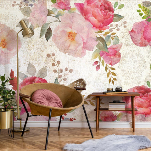 Carta da parati Roses - soggiorno