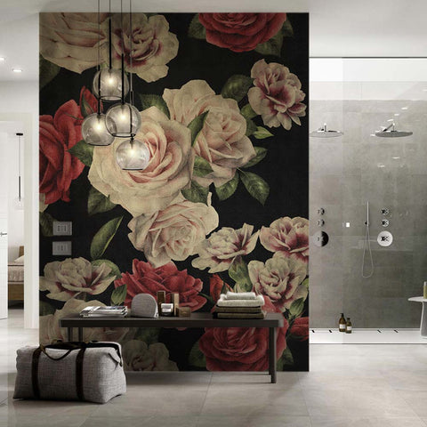 Carta da parati Roses Retrò - bagno, box doccia