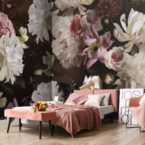Carta da parati Fiori dipinti - camera da letto
