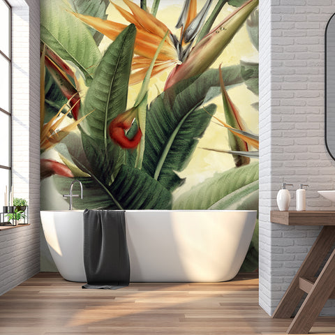 Carta da parati Tropical spring - bagno