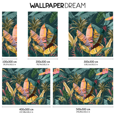 Carta Da Parati Colorful Banana Leaves dimensioni TNT