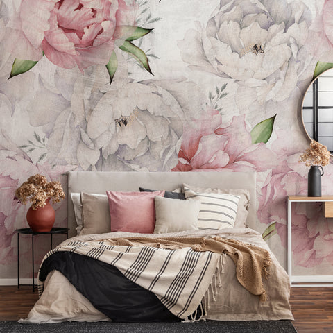 Carta da parati Pastel Peonies camera da letto 2