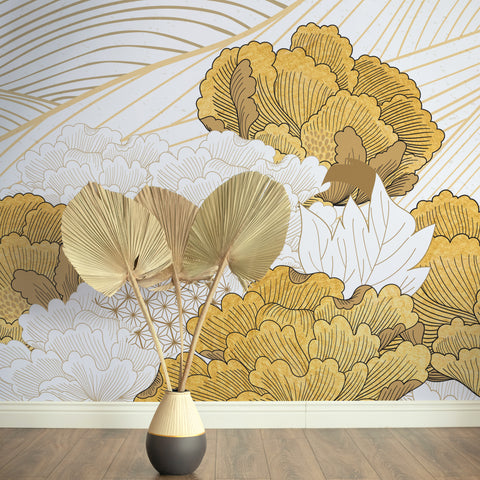 Carta da parati in Fibra di Vetro Japan Flowers dettaglio