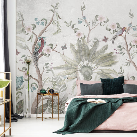 Carta da parati Tropical birds - camera da letto