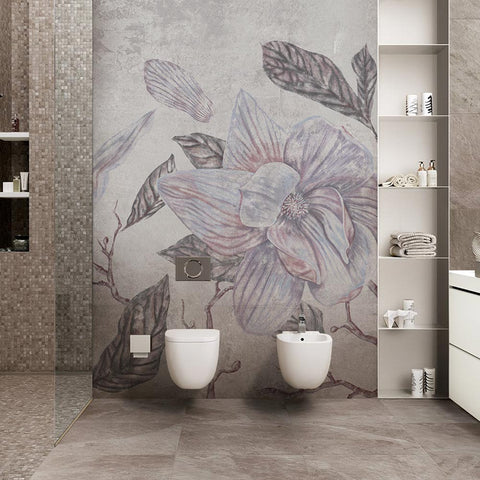 Carta da parati in Fibra di Vetro Magnolie retrò bagno 2