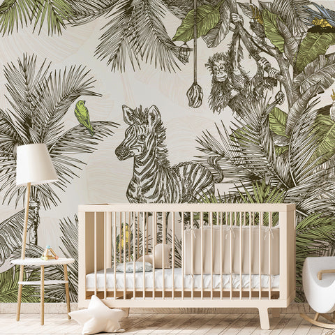 Carta da parati Elegant Jungle - per bambini