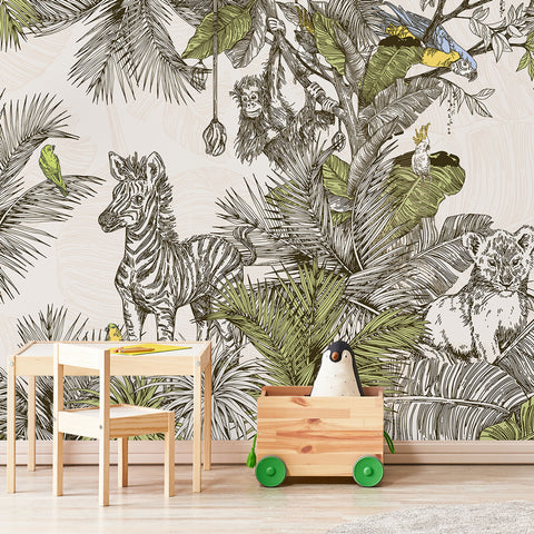 Carta da parati Elegant Jungle per bambini 2