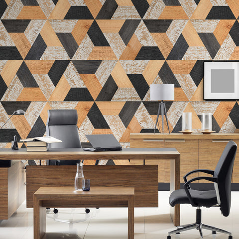 Carta da parati Legno geometrico - per ufficio