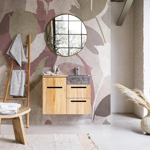 Carta da parati in Fibra di Vetro Silhouette floreale bagno 2