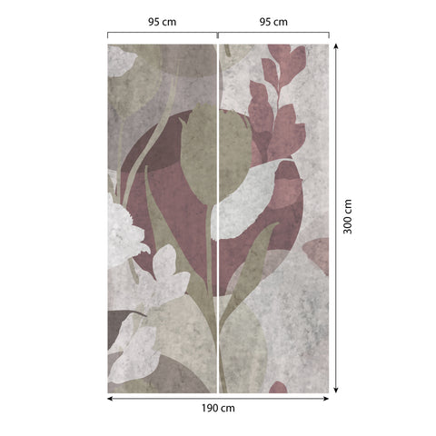 Carta da parati in Fibra di Vetro Silhouette floreale dimensioni 2