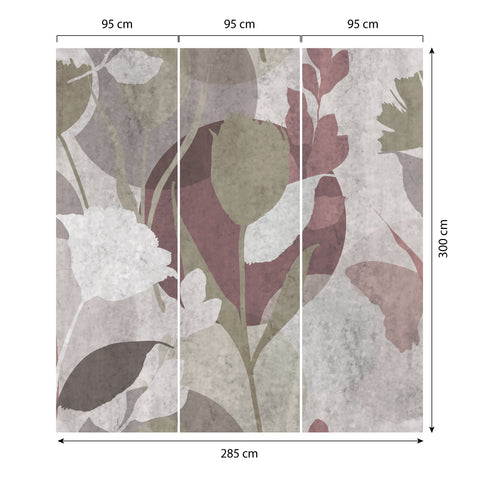 Carta da parati in Fibra di Vetro Silhouette floreale dimensioni 3
