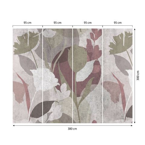Carta da parati in Fibra di Vetro Silhouette floreale dimensioni 4