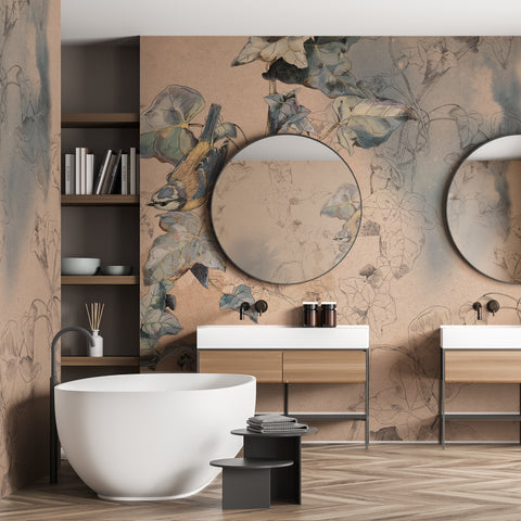 Carta da parati in Fibra di Vetro Nature Lines bagno 3