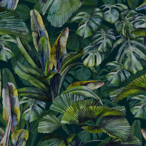 Carta da parati in rotolo Verde Tropicale dettaglio