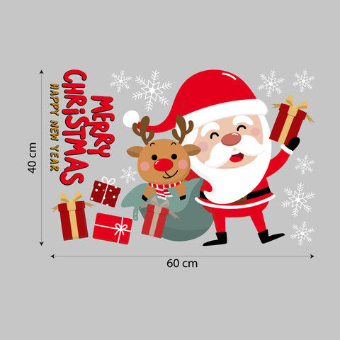 Babbo Natale con regali | Vetrofania
