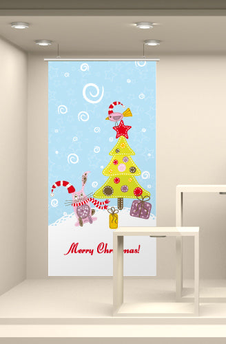 Fondale Albero di Natale con Coniglietto