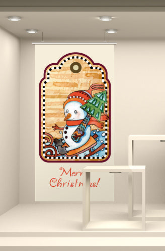 Fondale Pupazzo di neve sulla slitta