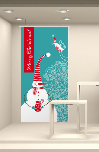 Fondale Pupazzo di neve e uccellino